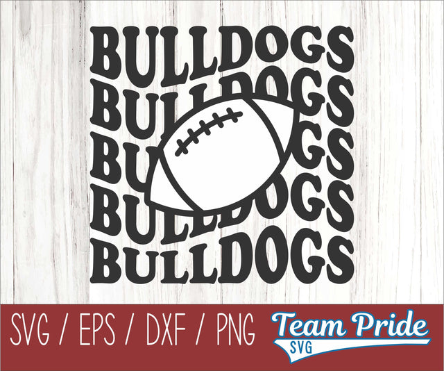 Bulldogs Football Retro Wave SVG Digital Download Printable - SVG, EPS, DXF, PNG SVG Team Pride SVG 