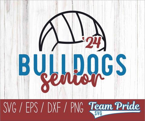 Bulldogs Senior 2024 Volleyball SVG Digital Download Printable - SVG, EPS, DXF, PNG SVG Team Pride SVG 