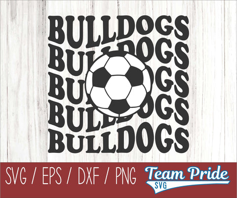 Bulldogs Soccer Retro Wave SVG Digital Download Printable - SVG, EPS, DXF, PNG SVG Team Pride SVG 