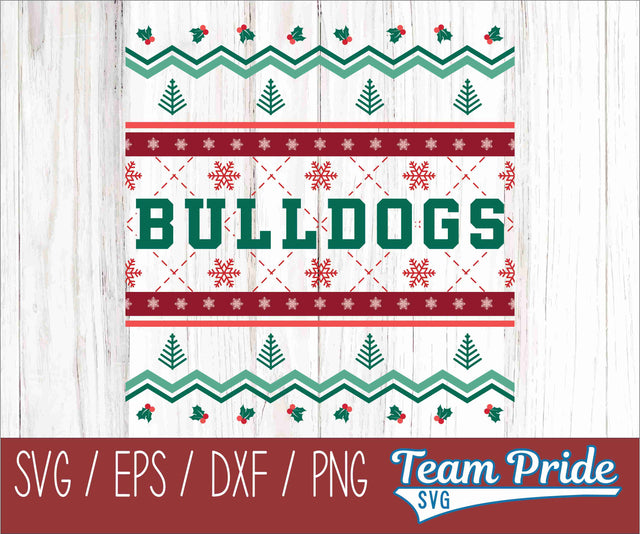 Bulldogs Ugly Christmas Sweater Festive Holiday Design SVG, EPS, DXF, PNG SVG Team Pride SVG 