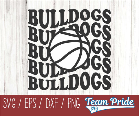 Bulldogs Vintage Wave Basketball SVG Digital Download Printable - SVG, EPS, DXF, PNG SVG Team Pride SVG 