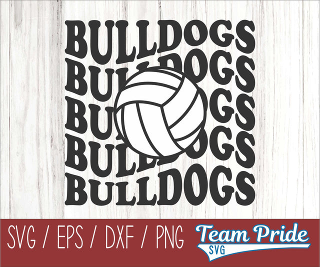 Bulldogs Volleyball Retro Wave SVG Digital Download Printable - SVG, EPS, DXF, PNG SVG Team Pride SVG 