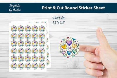 Bullet Journal Heart Round Sticker Sheet SVG Templates by Pauline 