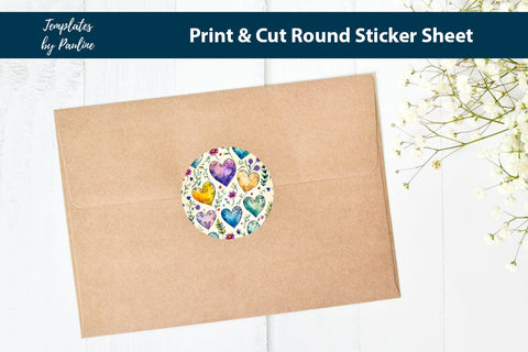 Bullet Journal Heart Round Sticker Sheet SVG Templates by Pauline 