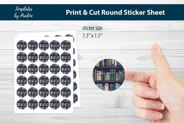 Bullet Journal Round Sticker Sheet, Book Digital Sticker SVG Templates by Pauline 
