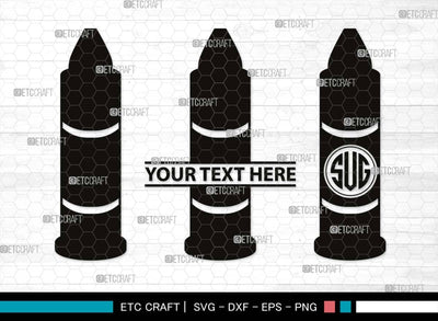 Bullet Monogram, Bullet Silhouette, Bullet SVG, Guns Svg, Gun Round Svg, Military Svg, Weapon Svg, Pistol Bullet Svg, SB00518 SVG ETC Craft 
