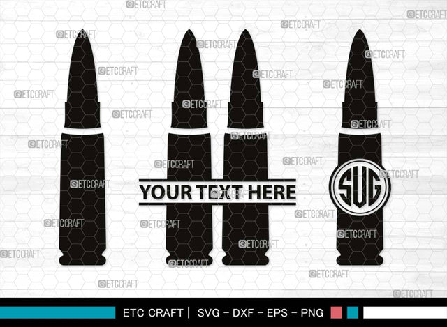 Bullet Monogram, Bullet Silhouette, Bullet SVG, Guns Svg, Gun Round Svg, Military Svg, Weapon Svg, Pistol Bullet Svg, SB00518 SVG ETC Craft 