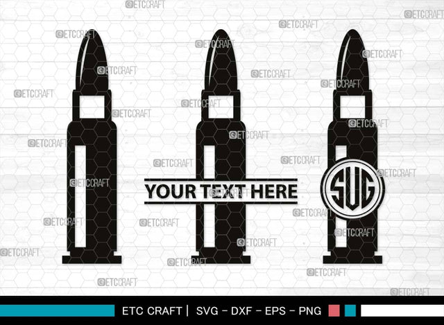 Bullet Monogram, Bullet Silhouette, Bullet SVG, Guns Svg, Gun Round Svg, Military Svg, Weapon Svg, Pistol Bullet Svg, SB00518 SVG ETC Craft 
