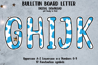 Bulletin Board Alphabet Letters (Cow Pattern) Ready to Print SVG zafrans studio 