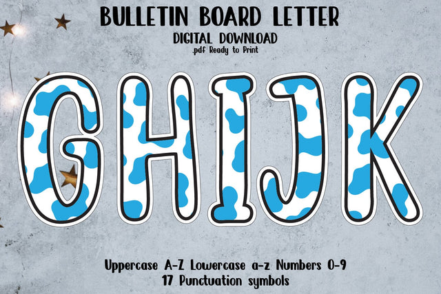 Bulletin Board Alphabet Letters (Cow Pattern) Ready to Print SVG zafrans studio 