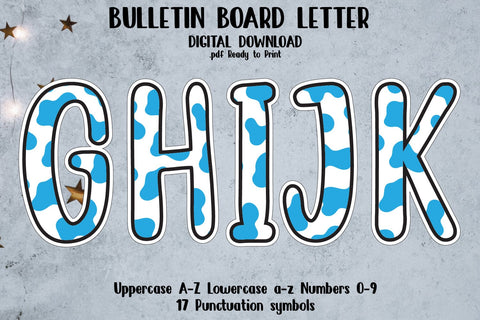 Bulletin Board Alphabet Letters (Cow Pattern) Ready to Print SVG zafrans studio 