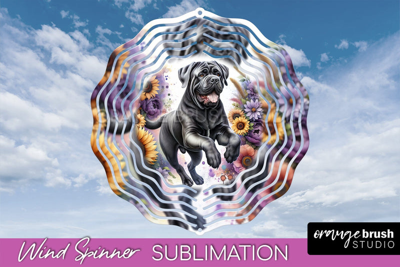 Bullmastiff Wind Spinner, Dog Mom Floral Wind Spinner Sublimation Sublimation OrangeBrushStudio 