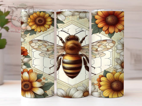 Bumble Bee Floral 20oz Tumbler Png, Straight & Tapered Tumbler Png, Honeycomb Tumbler Png, Digital Download PNG Sublimation Lara' s Designs 