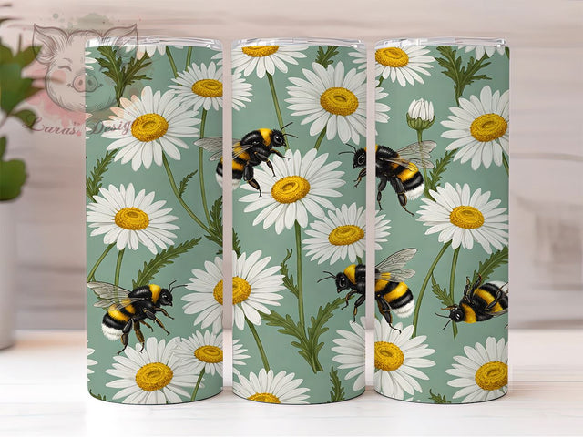 Bumble Bee Floral 20oz Tumbler Wrap, Spring Drinkware, 20oz Sublimation, Floral Design Cup, Nature Lover Gift, Cute Bee Art, Honey Bee Tumbler Sublimation Lara' s Designs 