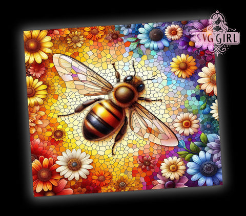 Bumble Bee Flowers 20oz Tumbler Wrap Sublimation Design, Straight Tapered Tumbler Wrap, Honeycomb Tumbler Png, Instant Digital Download Sublimation SvggirlplusArt 