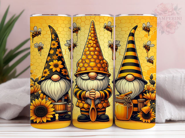 Bumble Bee Gnomes 20oz Tumbler Wrap PNG, Sunflowers Gnomes Tumbler Png, Straight & Tapered Tumbler Wrap, Instant Digital Download Sublimation Li Zamperini 