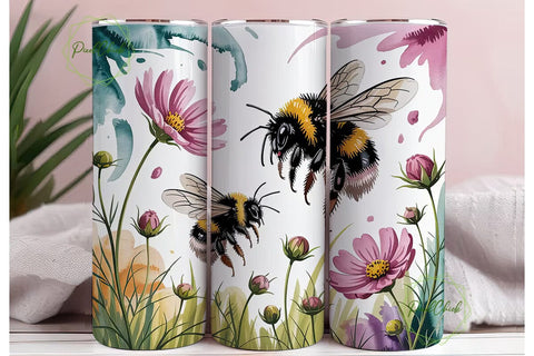 Bumblebee Cosmos Flowers 20oz Tumbler Sublimation PixelChick 