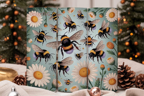 Bumblebee Daisy 20oz Tumbler Wrap Sublimation DesignSVG 