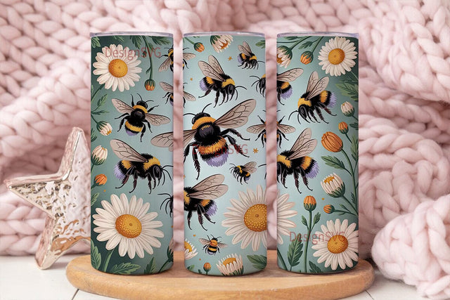 Bumblebee Daisy 20oz Tumbler Wrap Sublimation DesignSVG 