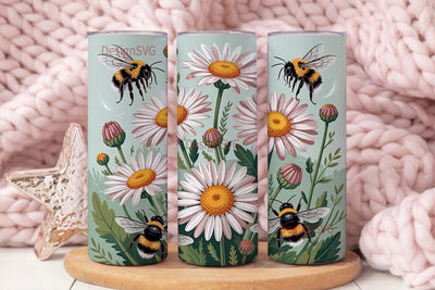 Bumblebee Daisy 20oz Tumbler Wrap Sublimation DesignSVG 