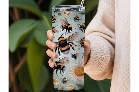 Bumblebee Daisy 20oz Tumbler Wrap Sublimation DesignSVG 