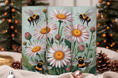 Bumblebee Daisy 20oz Tumbler Wrap Sublimation DesignSVG 