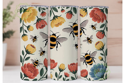 Bumblebee Floral 20oz Tumbler Wrap Sublimation PixelChick 