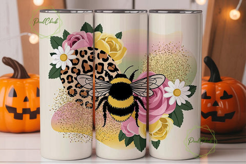 Bumblebee Glitter 20oz Tumbler Wrap Sublimation PixelChick 