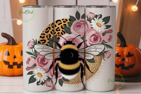 Bumblebee Glitter 20oz Tumbler Wrap Sublimation PixelChick 