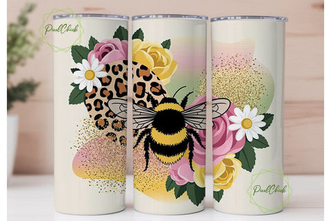 Bumblebee Glitter 20oz Tumbler Wrap Sublimation PixelChick 