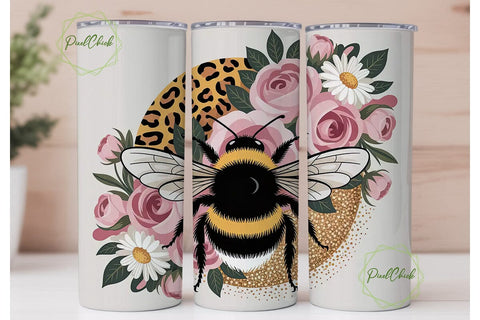 Bumblebee Glitter 20oz Tumbler Wrap Sublimation PixelChick 