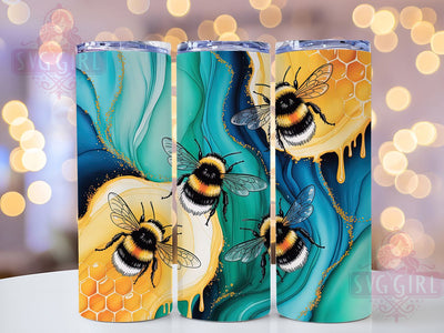 Bumblebee Honey Drip Tumbler, Bee Lover Wrap, Cute Bee Cup, 20oz Sublimation Wrap, Stylish Bee Design Tumbler, Artistic Bumblebee Cup, Honeybee Theme Wrap Sublimation SvggirlplusArt 