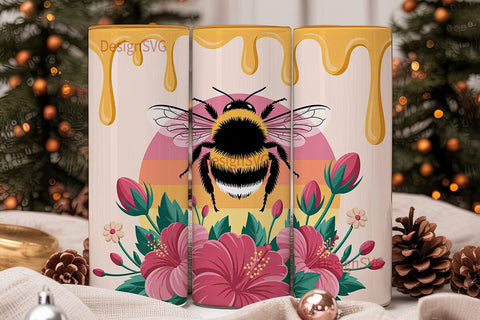 Bumblebee Honeycomb 20oz Tumbler Wrap Sublimation DesignSVG 