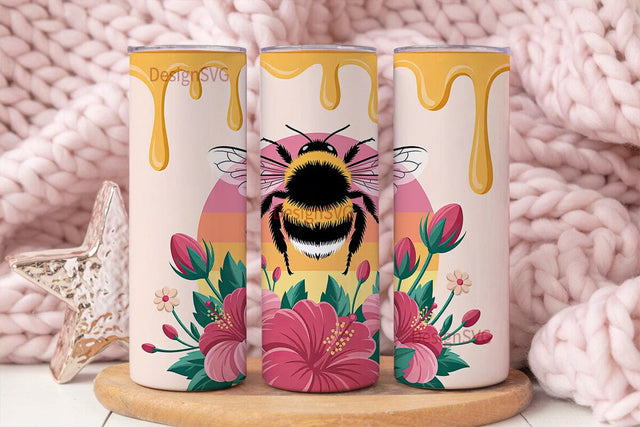 Bumblebee Honeycomb 20oz Tumbler Wrap Sublimation DesignSVG 
