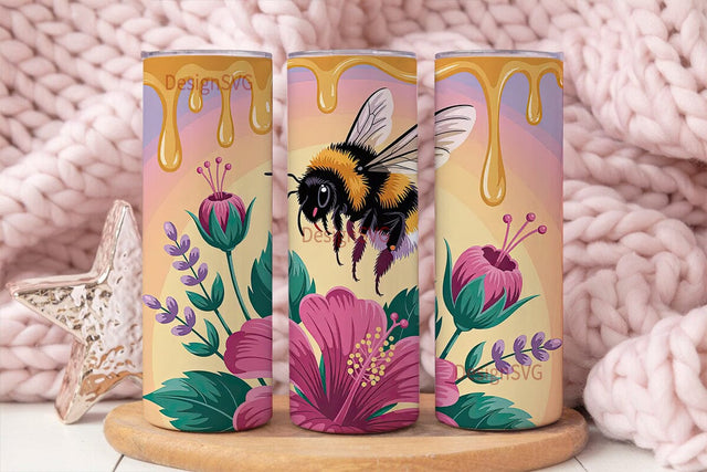 Bumblebee Honeycomb 20oz Tumbler Wrap Sublimation DesignSVG 