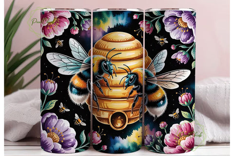 Bumblebee Honeycomb 20oz Tumbler Wrap Sublimation PixelChick 