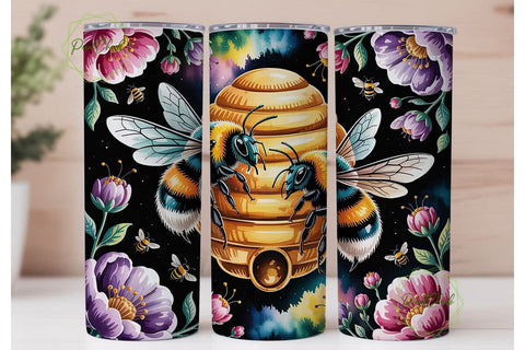 Bumblebee Honeycomb 20oz Tumbler Wrap Sublimation PixelChick 