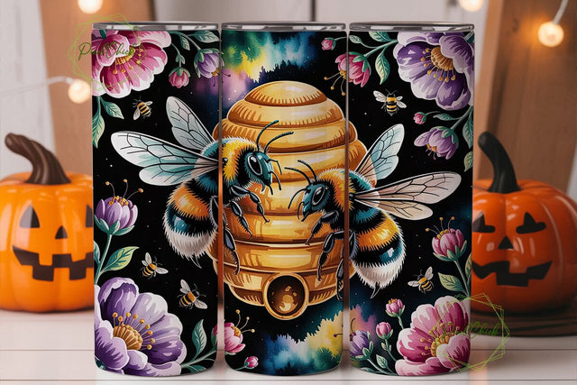 Bumblebee Honeycomb 20oz Tumbler Wrap Sublimation PixelChick 