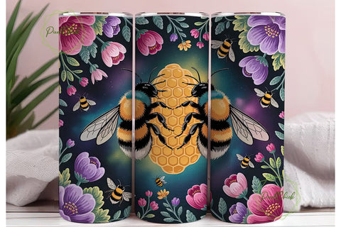 Bumblebee Honeycomb 20oz Tumbler Wrap Sublimation PixelChick 