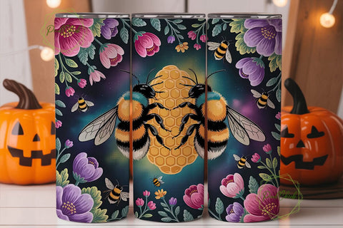 Bumblebee Honeycomb 20oz Tumbler Wrap Sublimation PixelChick 