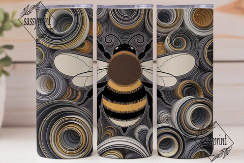 Bumblebee Quilled 20oz Tumbler Wrap Sublimation sassyprint 