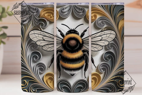 Bumblebee Quilled 20oz Tumbler Wrap Sublimation sassyprint 