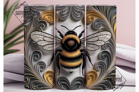 Bumblebee Quilled 20oz Tumbler Wrap Sublimation sassyprint 