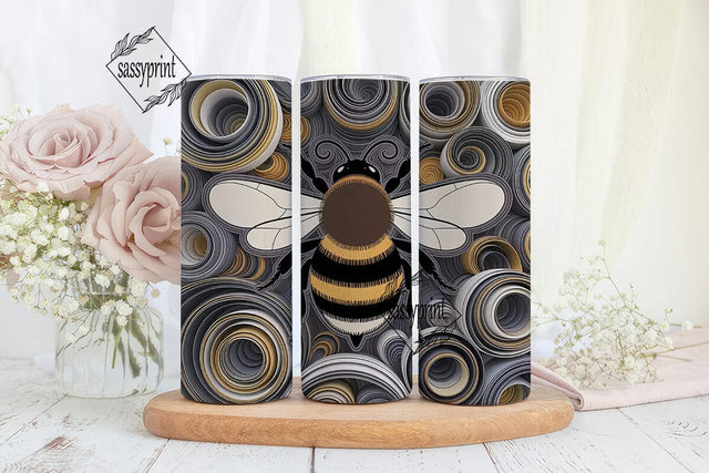 Bumblebee Quilled 20oz Tumbler Wrap Sublimation sassyprint 