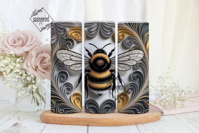 Bumblebee Quilled 20oz Tumbler Wrap Sublimation sassyprint 