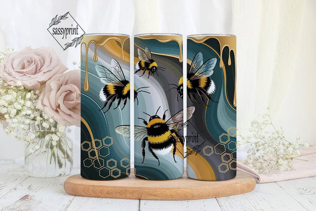 Bumblebees & Honeycomb 20oz Tumbler Wrap Sublimation sassyprint 