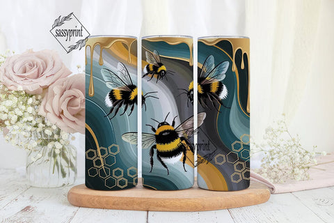 Bumblebees & Honeycomb 20oz Tumbler Wrap Sublimation sassyprint 
