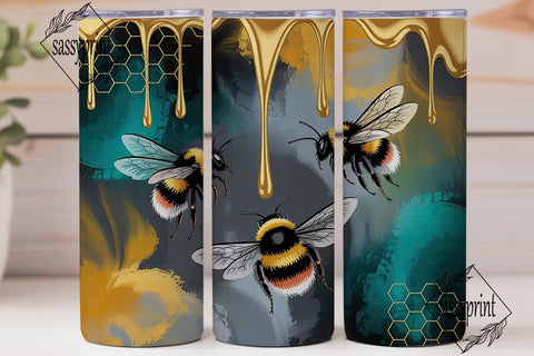 Bumblebees & Honeycomb 20oz Tumbler Wrap Sublimation sassyprint 