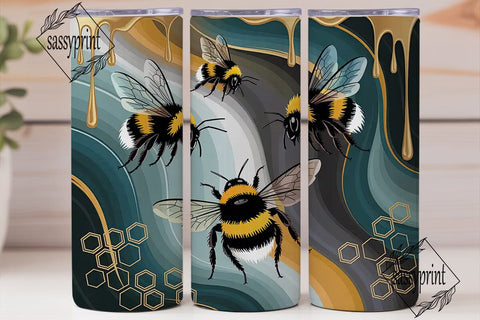 Bumblebees & Honeycomb 20oz Tumbler Wrap Sublimation sassyprint 