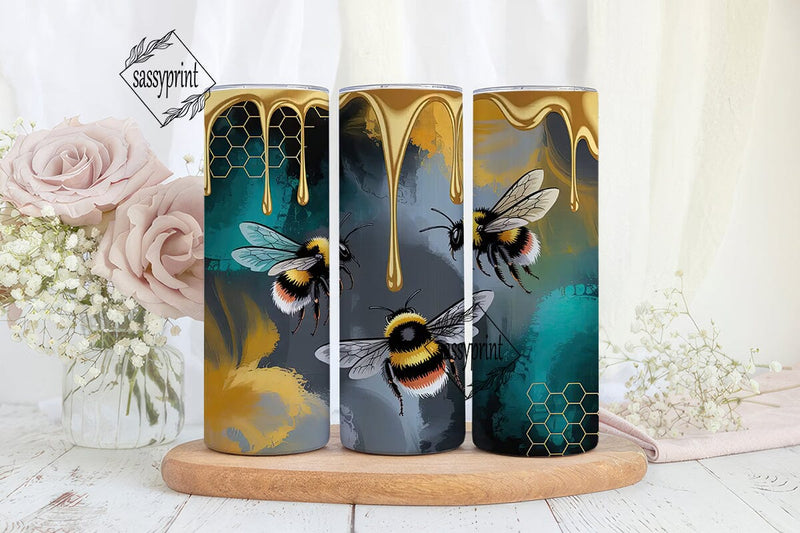 Bumblebees & Honeycomb 20oz Tumbler Wrap Sublimation sassyprint 